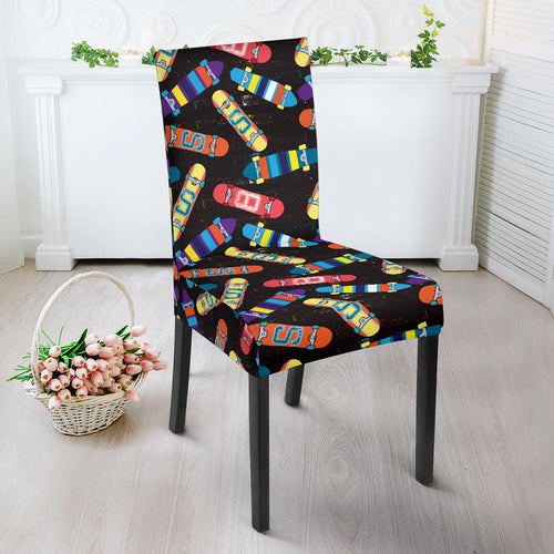 Skate Board Pattern Print Design 02 Dining Chair Slipcover