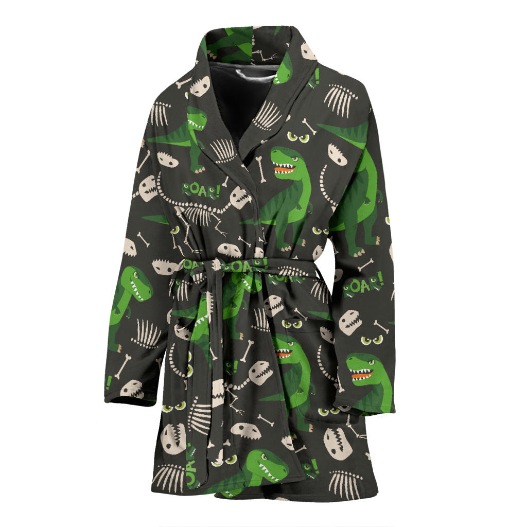 Dinosaur Pattern Women Bathrobe