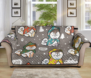Cute Siberian Husky Raincoat Pattern Sofa Cover Protector