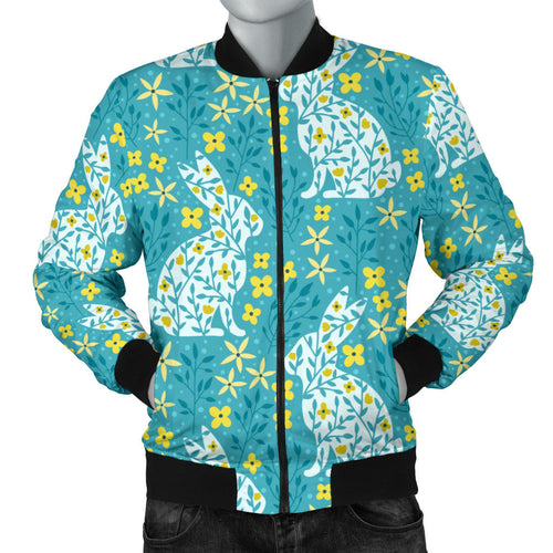 Rabbit Flower Theme Pattern Men Bomber Jacket