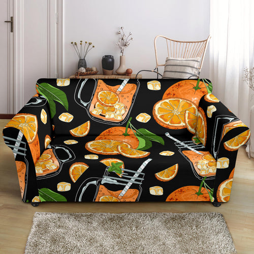 Orange Ice Orance Juice Pattern Loveseat Couch Slipcover