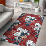 Red Theme Japanese Pattern Area Rug