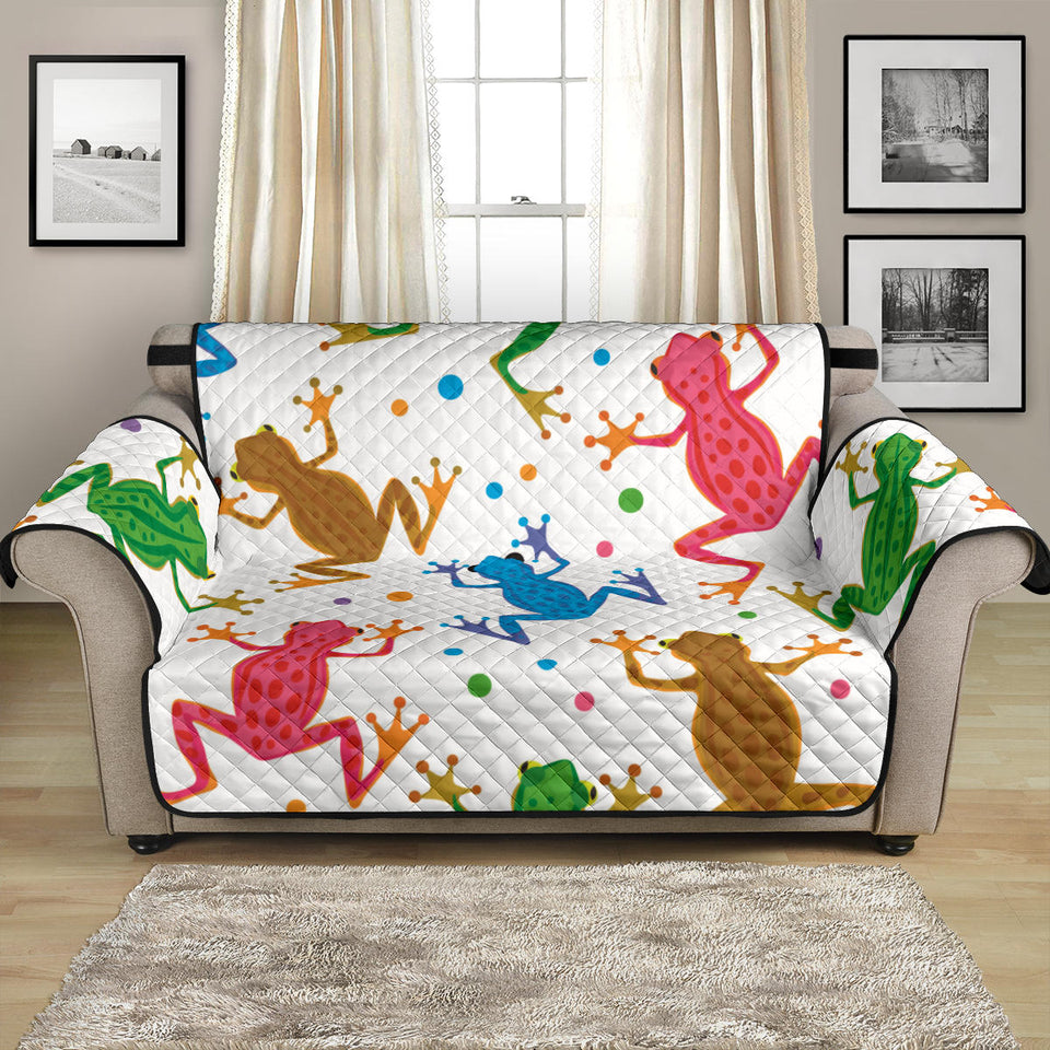 Colorful Frog Pattern Loveseat Couch Cover Protector