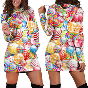 Candy Lollipop Pattern Women Hoodie Dress