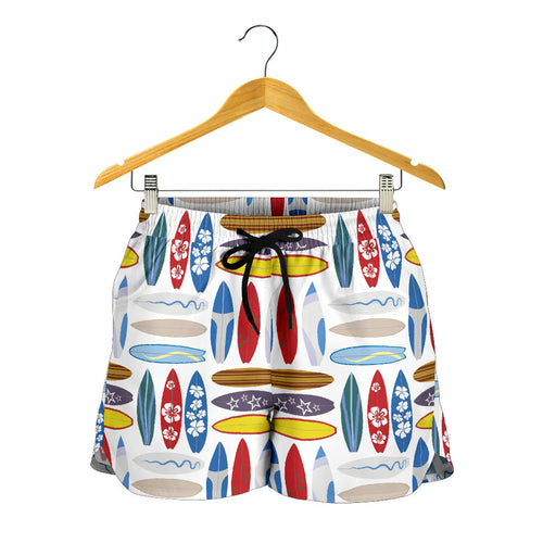 Surfboard Pattern Print Design 02 Women Shorts