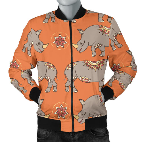 Rhino Pattern Theme Men Bomber Jacket