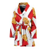 French Fries Theme Pattern Women Bathrobe