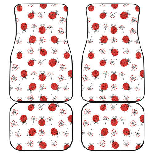 Ladybug Pattern Print Design 04 Front and Back Car Mats