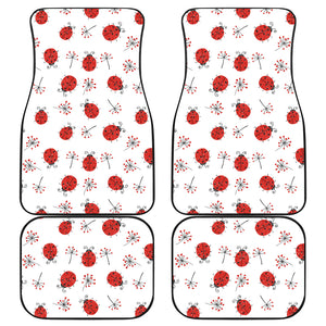 Ladybug Pattern Print Design 04 Front and Back Car Mats