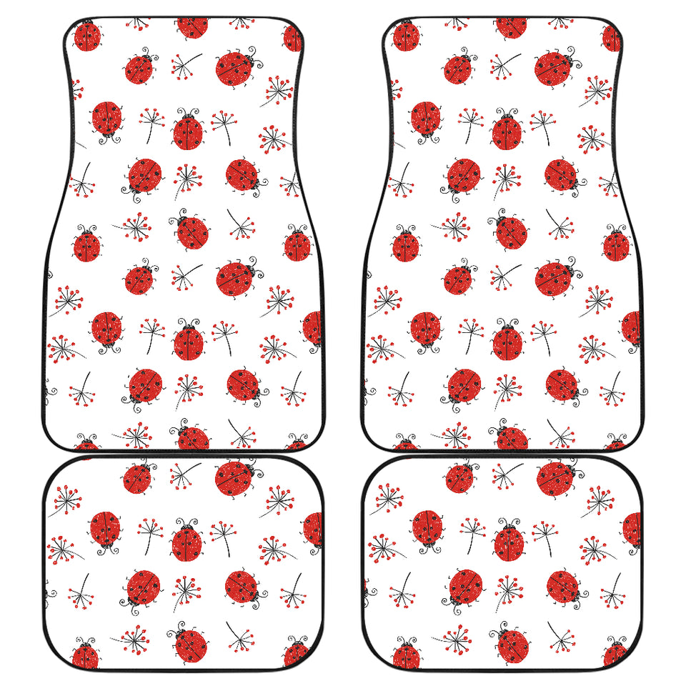 Ladybug Pattern Print Design 04 Front and Back Car Mats