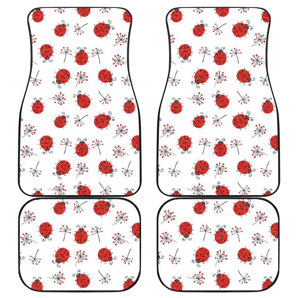 Ladybug Pattern Print Design 04 Front and Back Car Mats