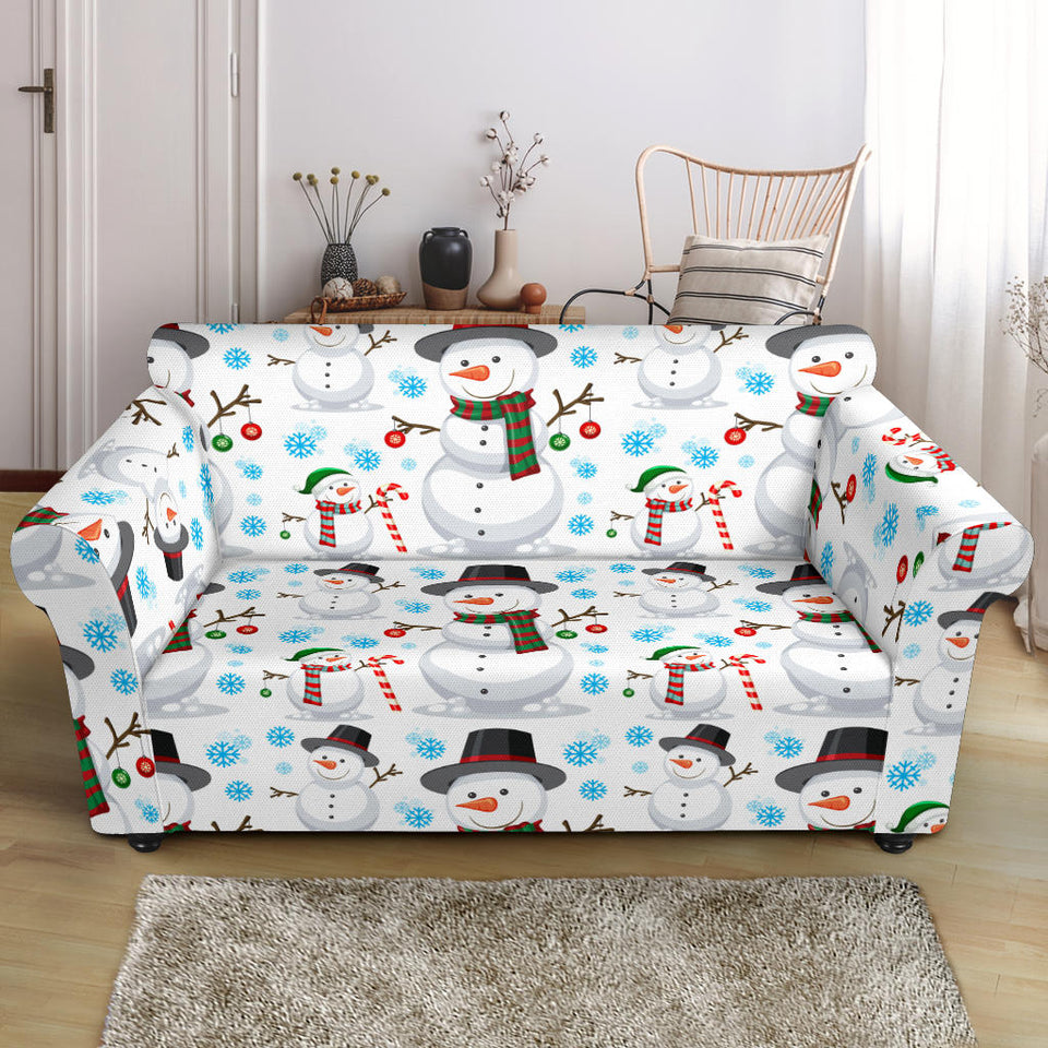 Snowman Pattern Background Loveseat Couch Slipcover