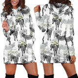 Zebra Pattern Women Hoodie Dress