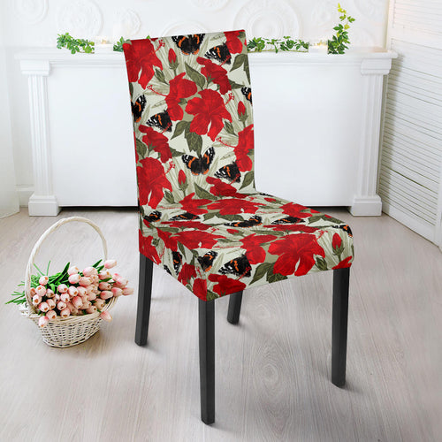 Hibiscus Pattern Print Design 04 Dining Chair Slipcover