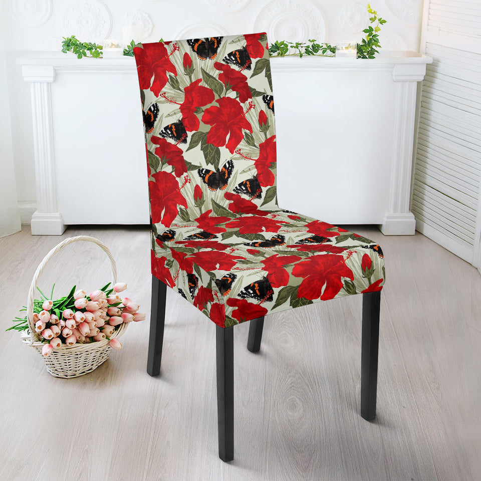 Hibiscus Pattern Print Design 04 Dining Chair Slipcover