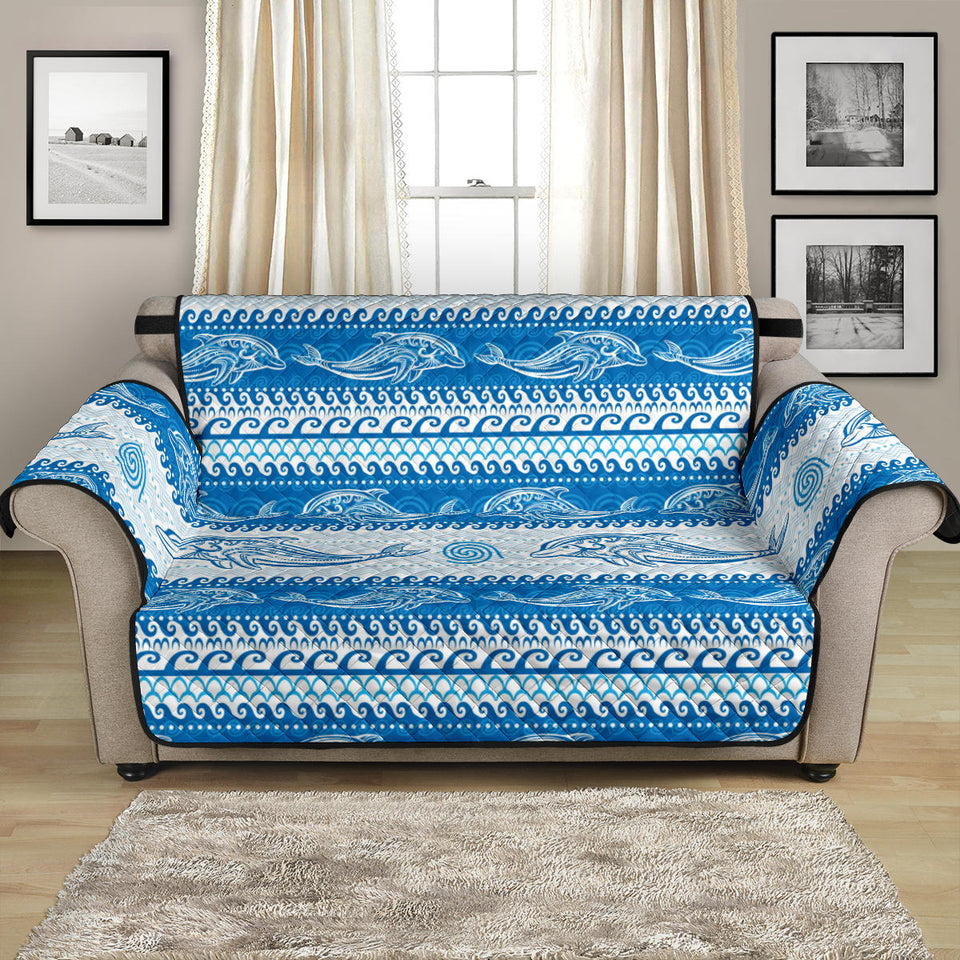 Dolphin Tribal Pattern background Loveseat Couch Cover Protector