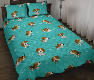Cute Beagle Pattern Quilt Bed Set