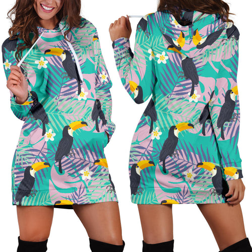 Toucan Pattern Background Women Hoodie Dress