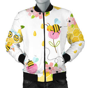 Cute Bee Pattern Men Bomber Jacket