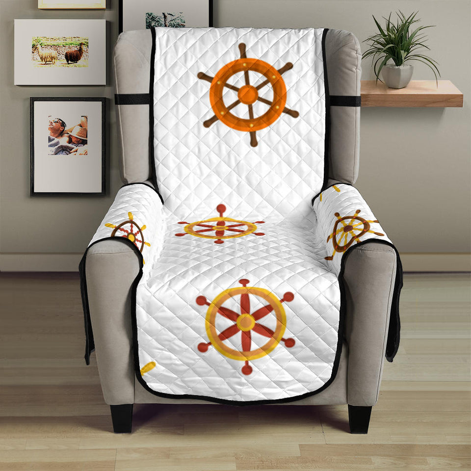 Nautical Steering Wheel Rudder Wooden Pattern Chair Cover Protector
