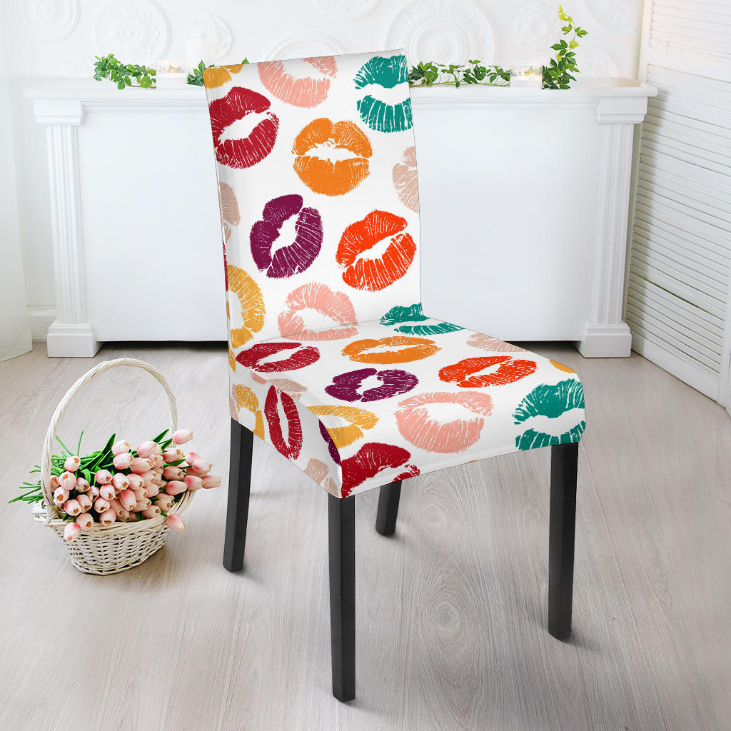 Lips Pattern Print Design 03 Dining Chair Slipcover