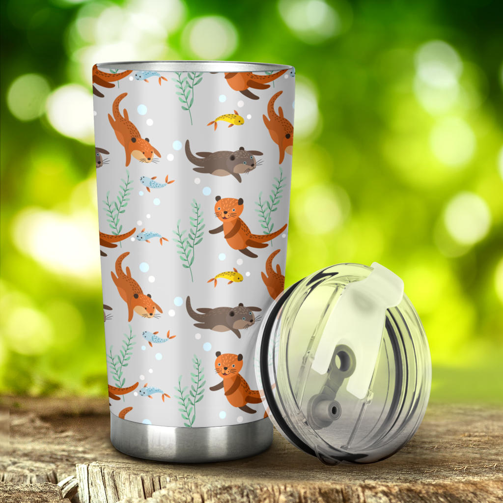 Swimming Fish Otter Pattern Tumbler