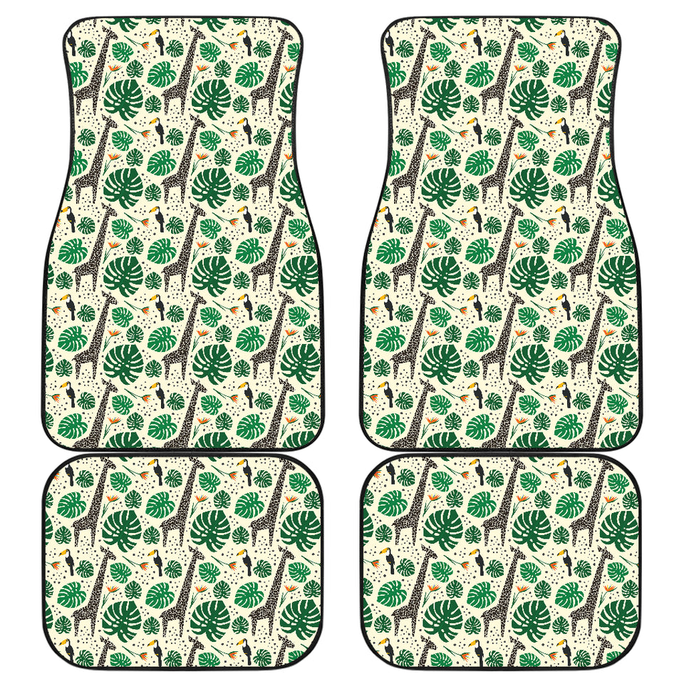 Giraffe Pattern Print Design 02 Front and Back Car Mats