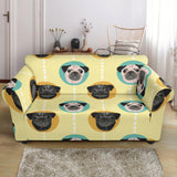 Pug Head Pattern Loveseat Couch Slipcover