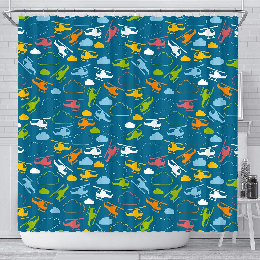 Color Helicopter Pattern Shower Curtain Fulfilled In US
