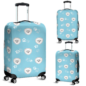 Pomeranian Pattern Blue Background Luggage Covers
