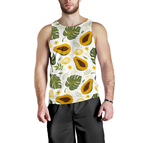 Papaya Leaves Flower Pattern Men Tank Top