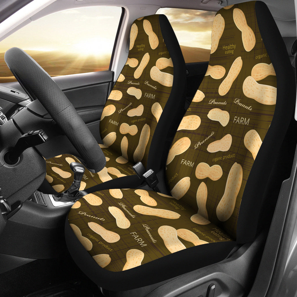 Peanut Pattern Green Background Universal Fit Car Seat Covers