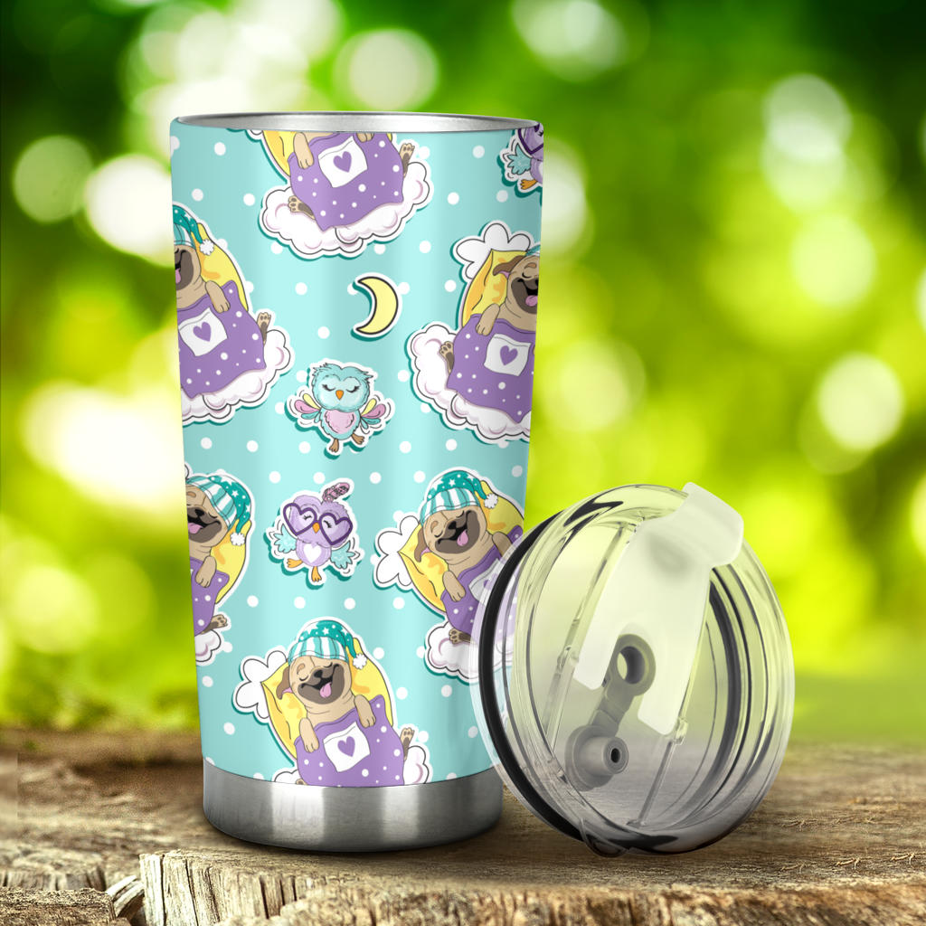 Pug Sweet Dream Pattern Tumbler