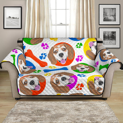 Colorful Beagle Bone Pattern Loveseat Couch Cover Protector