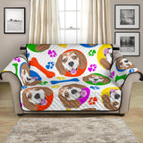 Colorful Beagle Bone Pattern Loveseat Couch Cover Protector