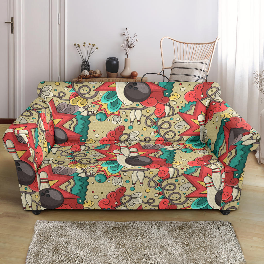 Bowling Pattern Background Loveseat Couch Slipcover