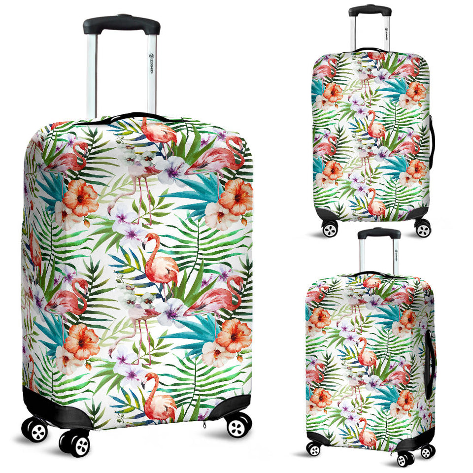 Flamingo Flower Leaves Pattern Luggage Covers