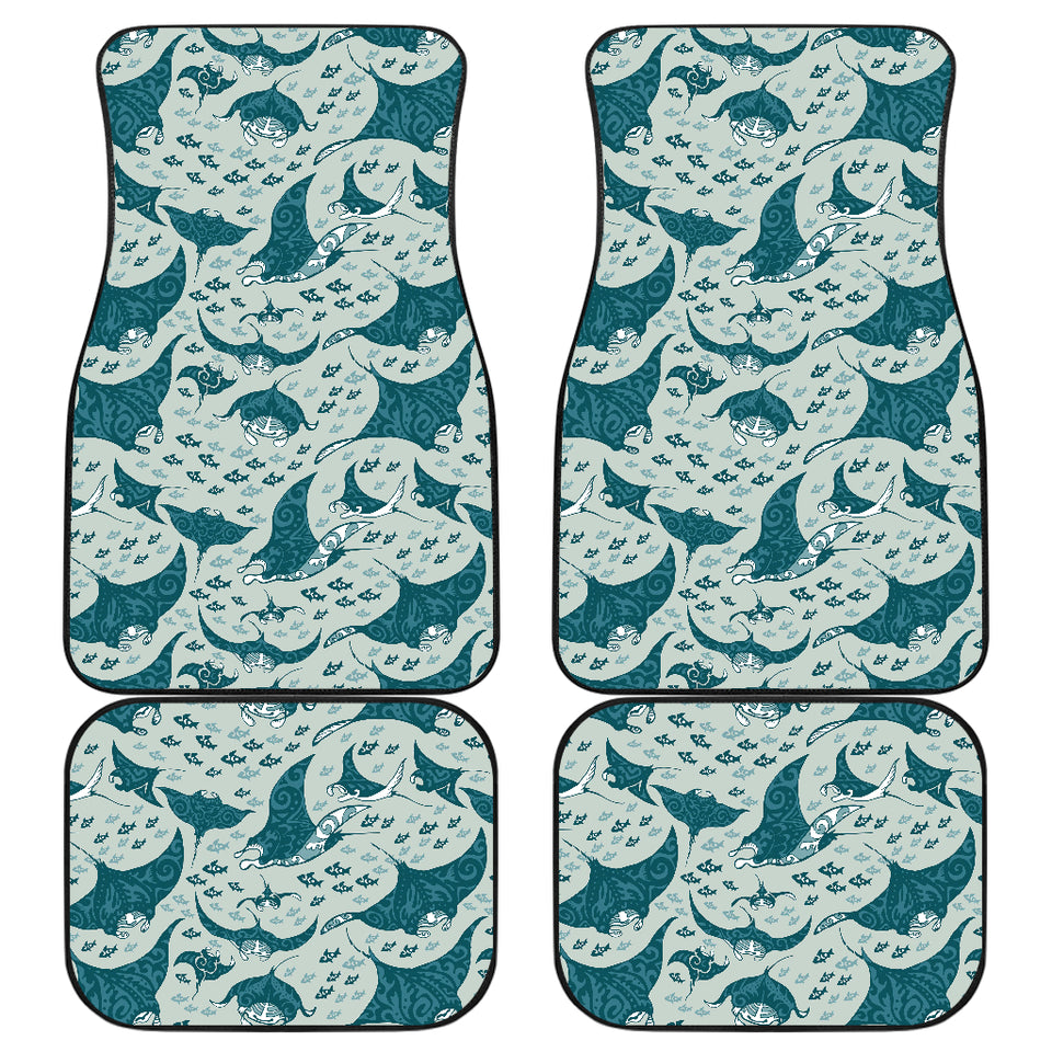 Stingray Pattern Print Design 01 Front and Back Car Mats