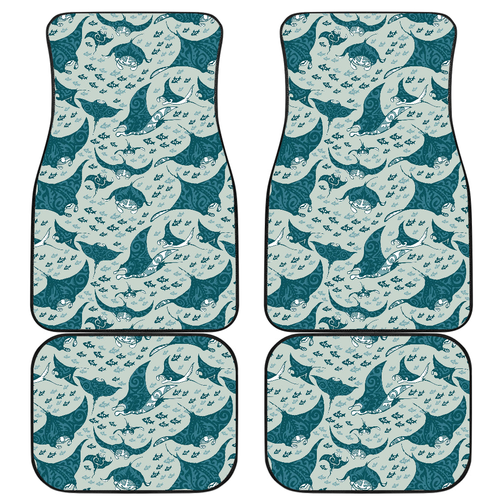 Stingray Pattern Print Design 01 Front and Back Car Mats