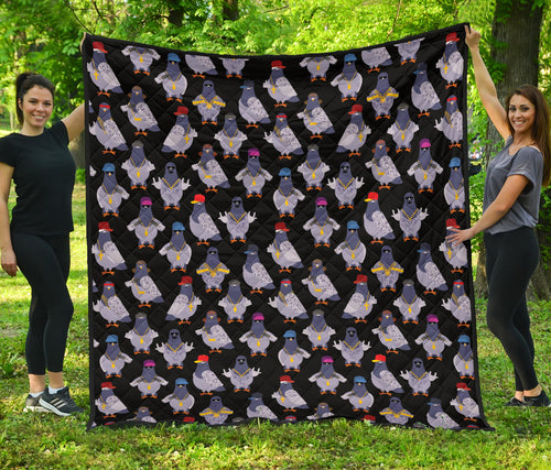 Pigeon Pattern Print Design 04 Premium Quilt