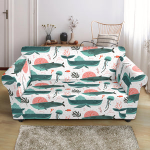 Whale Jelly Fish Pattern  Loveseat Couch Slipcover