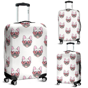 French Bulldog Heart Sunglass Pattern Luggage Covers