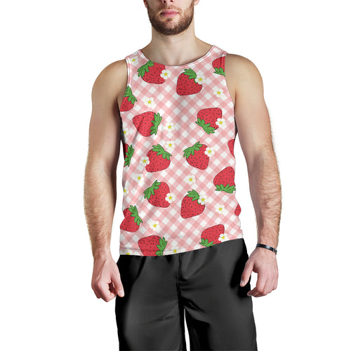 Strawberry Pattern Stripe Background Men Tank Top