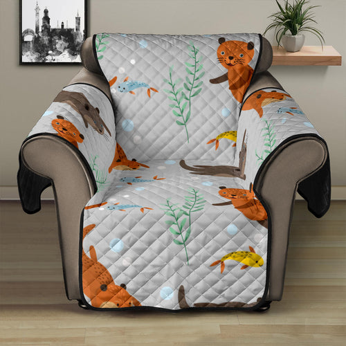 Swimming Fish Otter Pattern Recliner Cover Protector