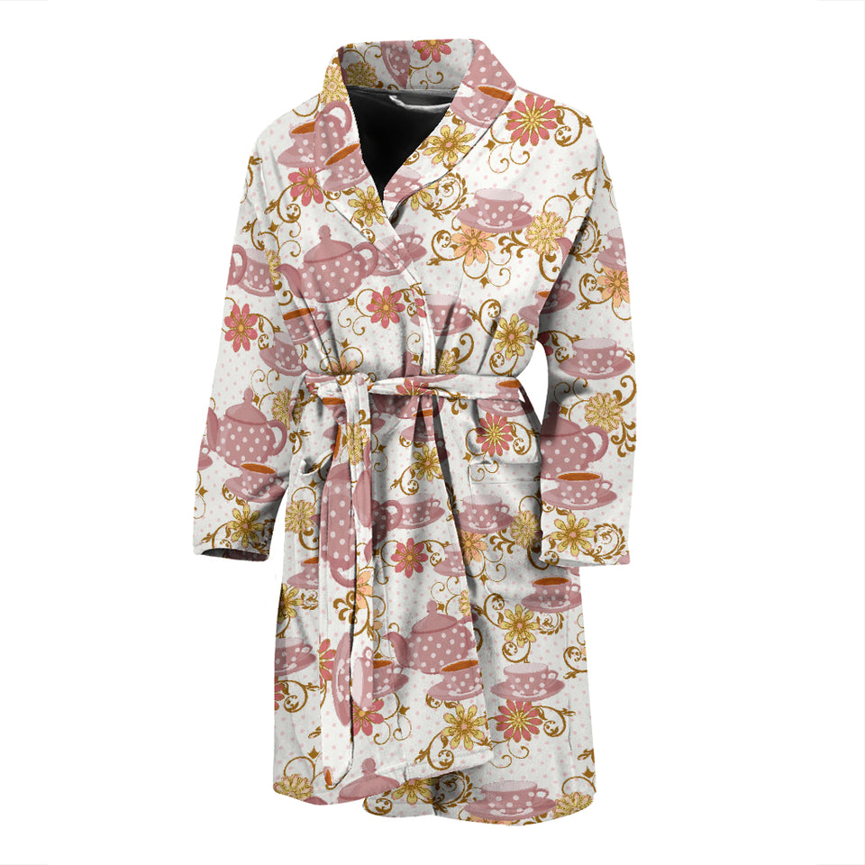 Tea pots Pattern Print Design 01 Men Bathrobe