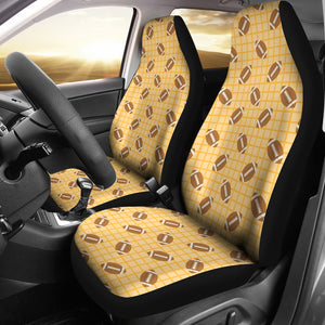 American Football Ball Pattern Yellow Background Universal Fit Car Seat Covers