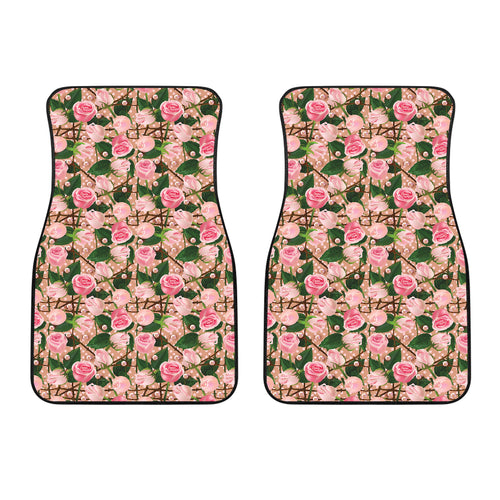 Rose Pattern Print Design 04 Front Car Mats