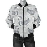 Swan Gray Pattern Women Bomber Jacket