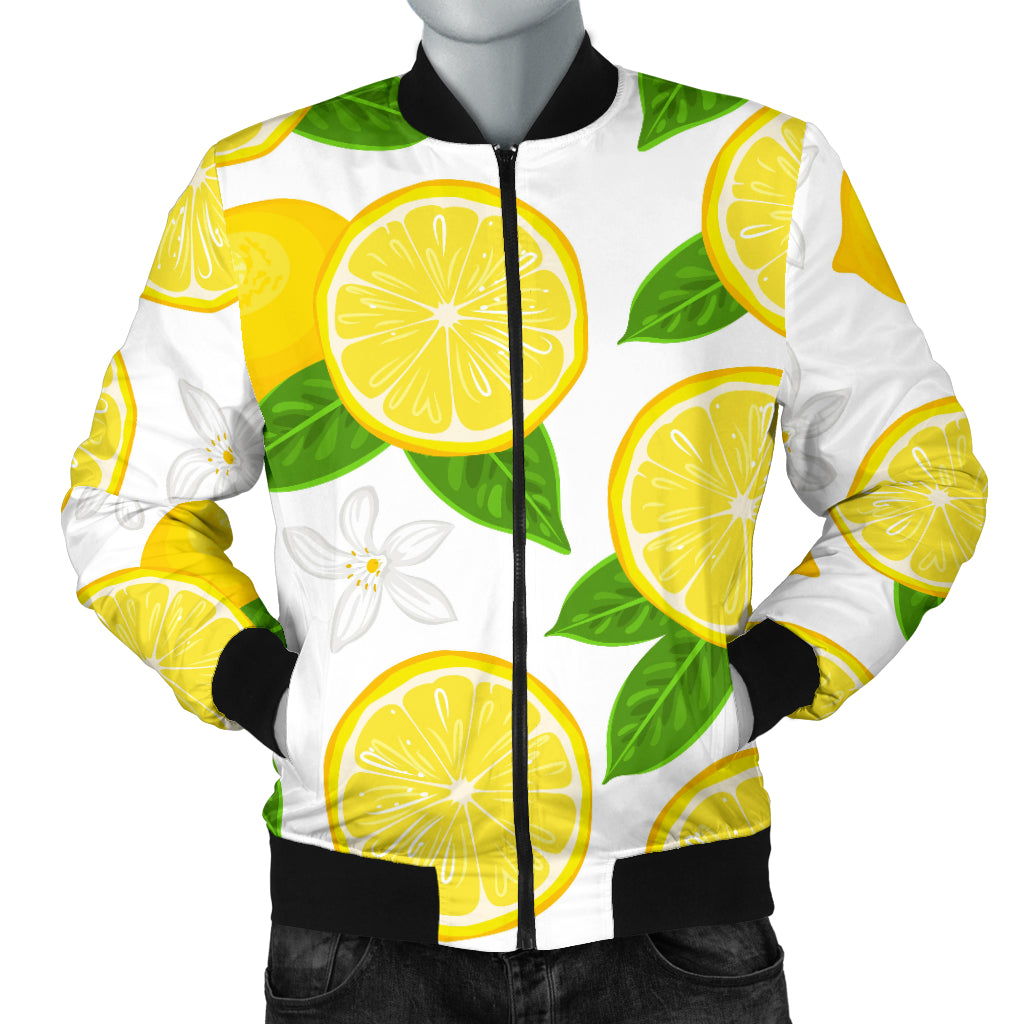 Lemon Flower Pattern Men Bomber Jacket