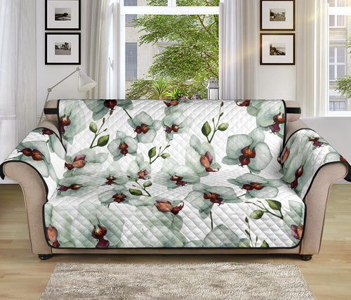 White Orchid Pattern Sofa Cover Protector